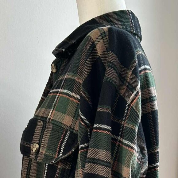 Brixton Forest Green Plaid Cotton Blend Cropped Shacket with Pockets – US S - Picture 9 of 12